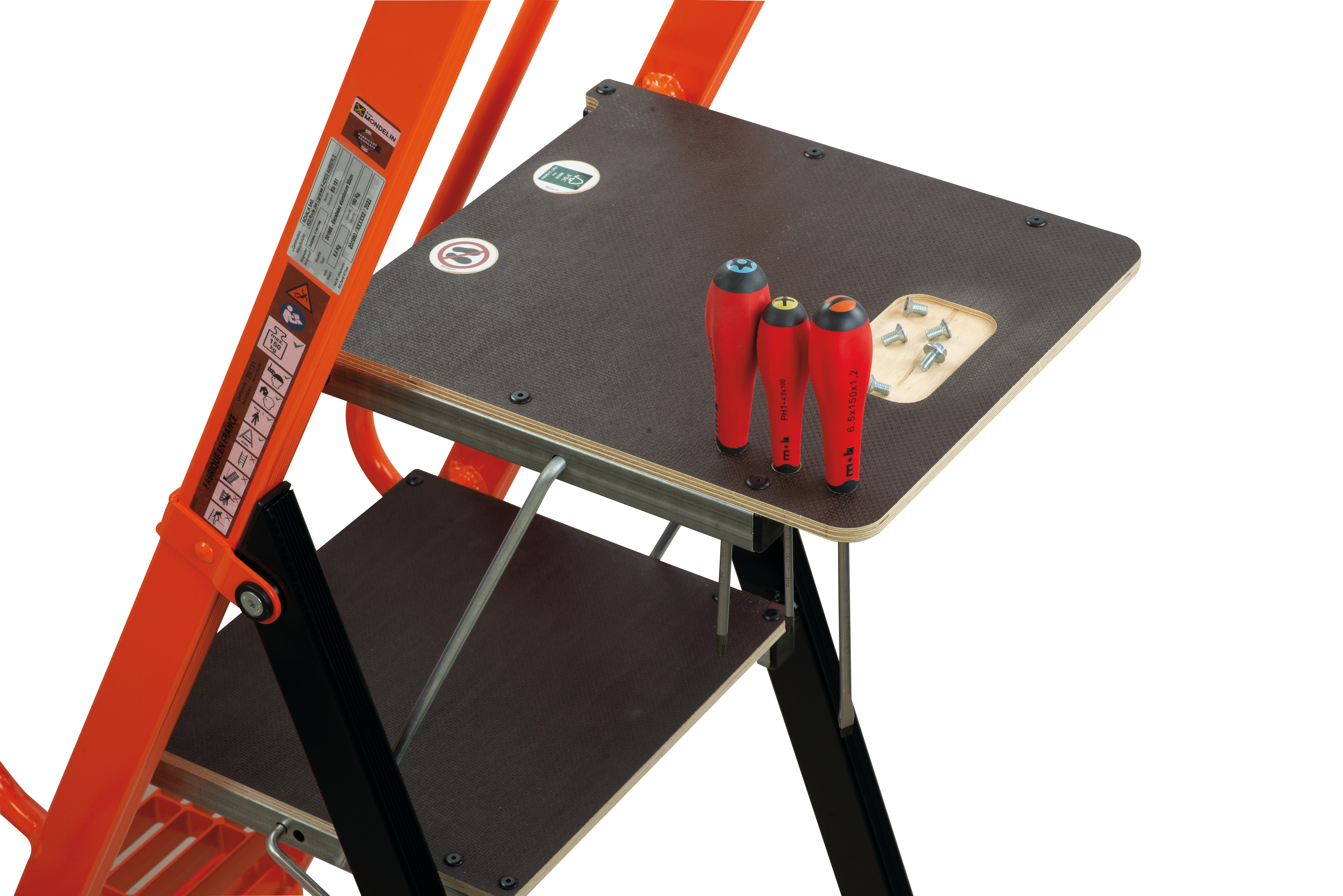 Scari pliabile din aluminiu LESCABO cu platforma, 1 tronson
